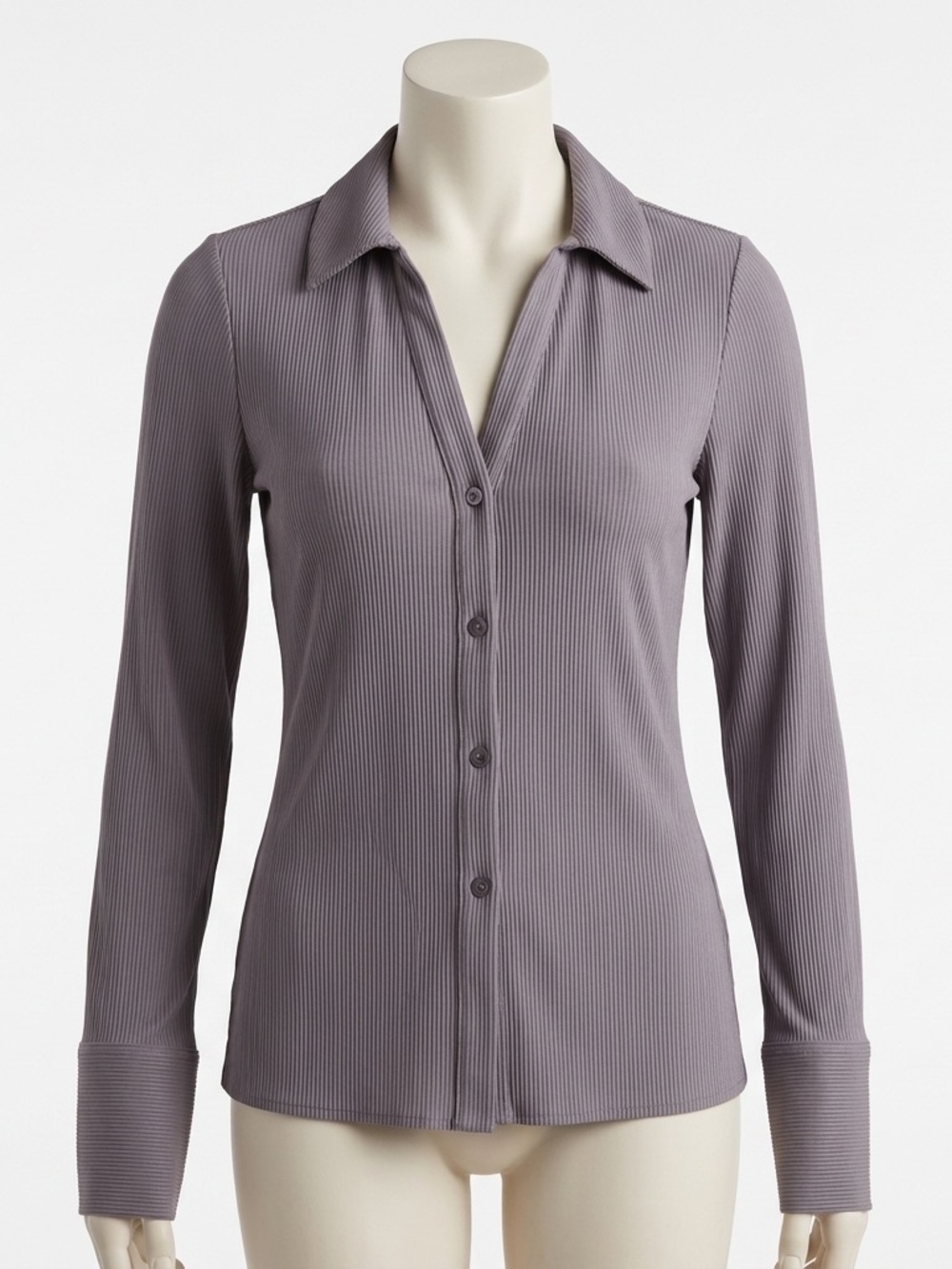 JASON WU Ribbed Gray Button Down Shirt, Size Medium.